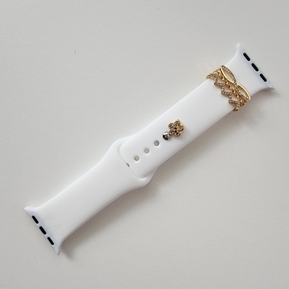 NWT White Golden Stone Heart Apple Watch Silicone Band - Picture 3 of 10